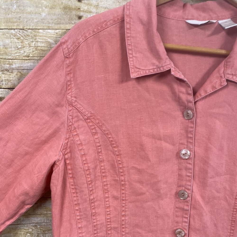 J. Jill 100% linen peach coral jacket size 16 - Picture 5 of 11